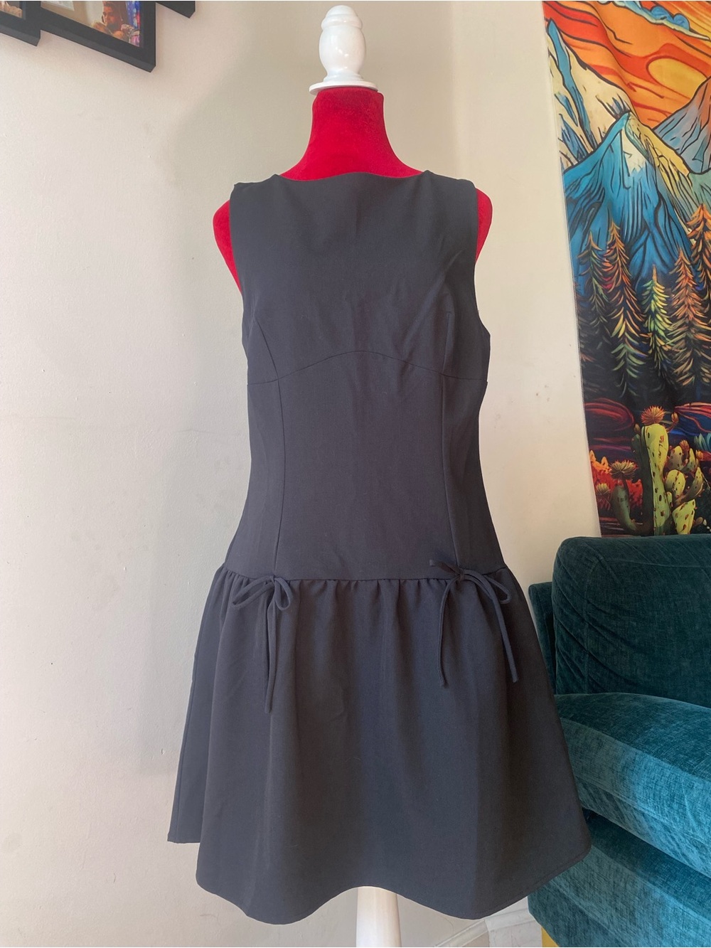 Love, Fire Black Sleeveless Tie-Drop Waist Dress